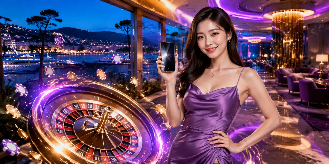 Bàn roulette neon lung linh về đêm tại Đà Lạt, khung cảnh casino trực tuyến đầy hấp dẫn